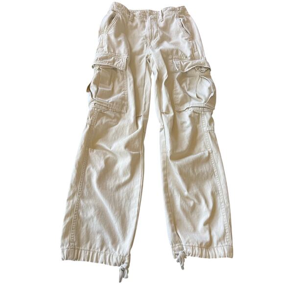 Zara Pants - Zara Womens Cargo Pants Size 0 Bone Mid Rise Gorpcore Utility Outdoor Camping